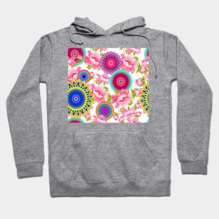 Floral pattern with colorful geometric motifs Hoodie